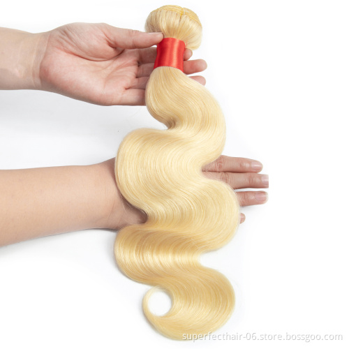 10A Wholesale Vendors Virgin Cuticle Aligned Human Hair 613 Blonde Color Virgin bundles With Closure